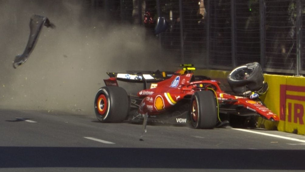 Choque entre Checo Pérez y Carlos Sainz