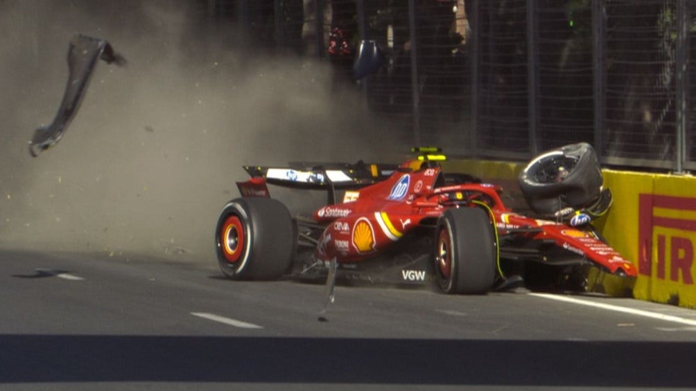 Choque entre Sergio Pérez y Carlos Sainz