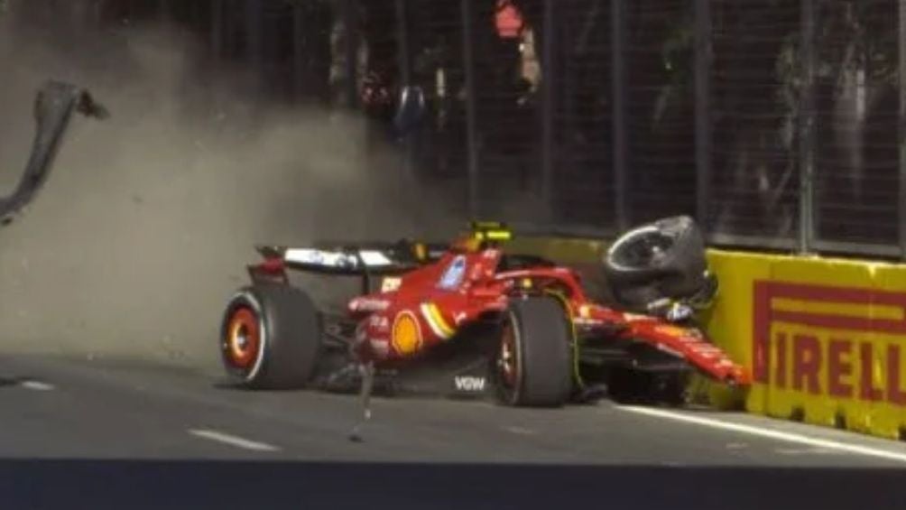 Momento del accidente de Checo y Sainz