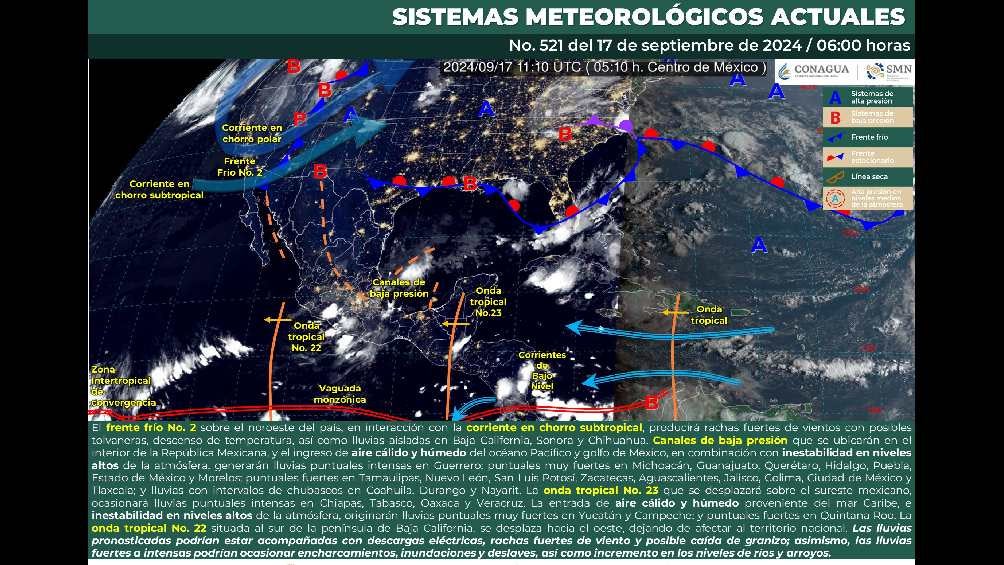 En el resto del país también se pronostican lluvias intensas. 