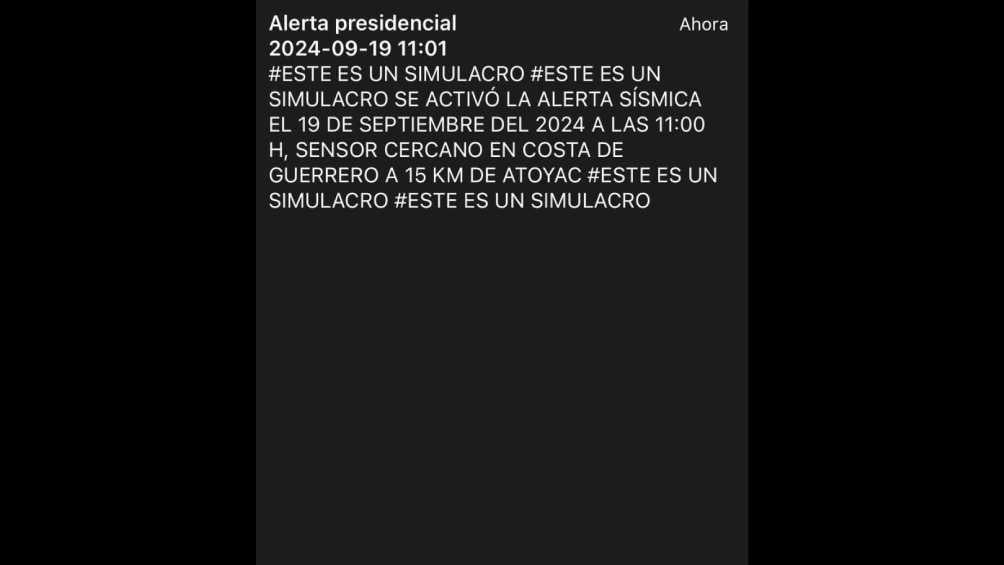 Ese fue el mensaje de alerta sísmica, el cual le llegó a pocas personas. 