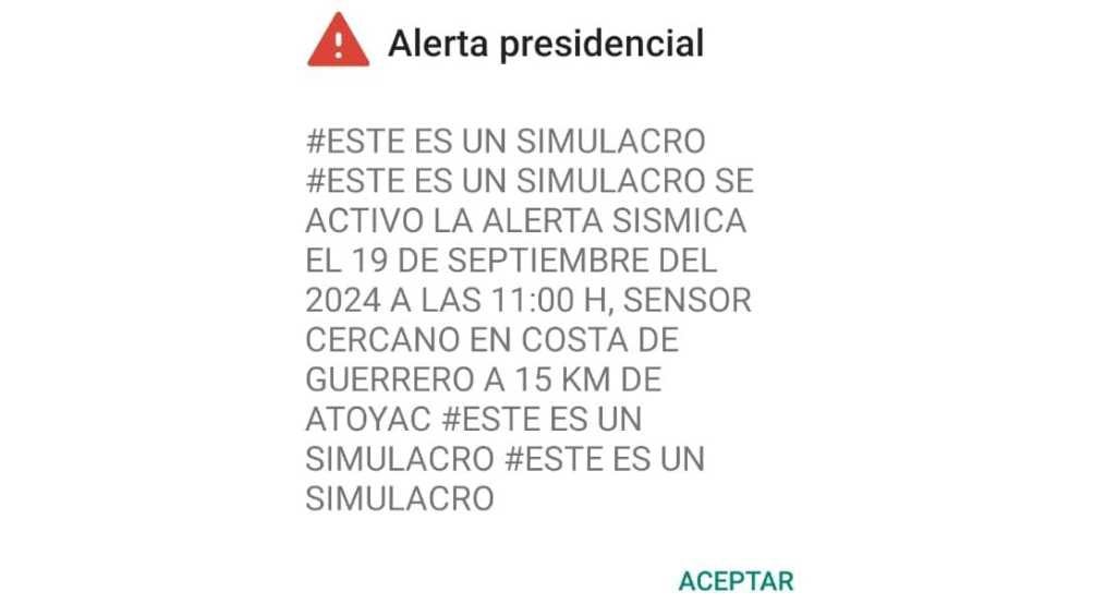 Este fue el mensaje que llegó a los celulares. 