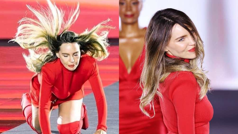 Belinda se tomó con humor su caída en un desfile de moda en París. 