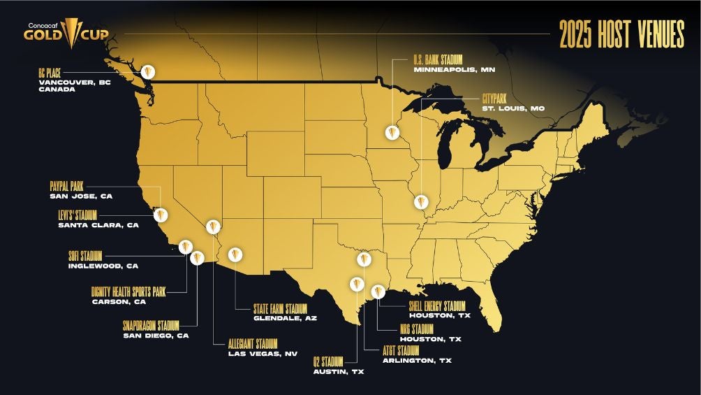 Las sedes de la Copa Oro 2025