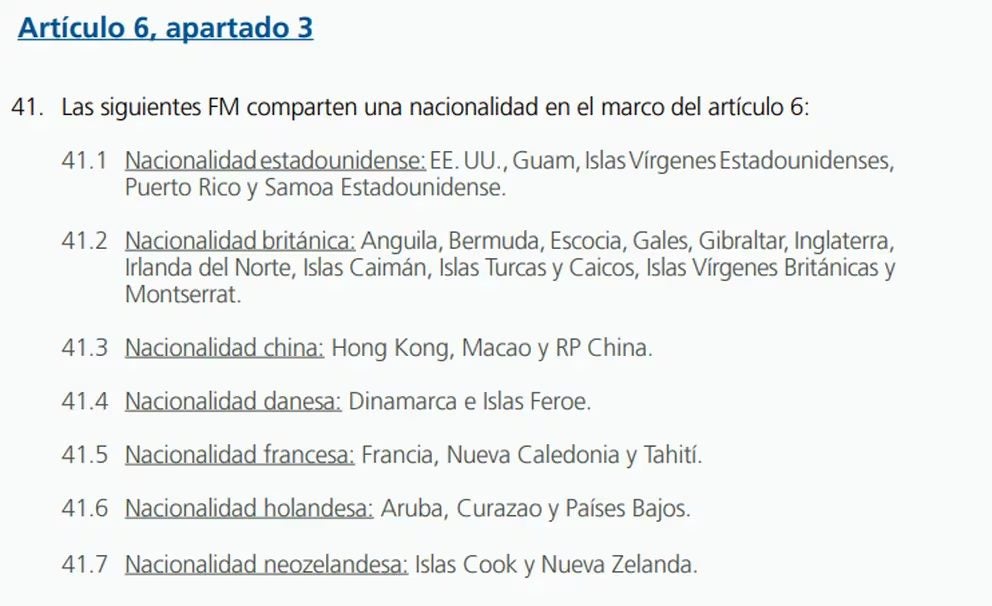 Estos escenarios contempla la FIFA con las nacionalidades 