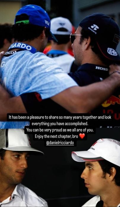 Mensaje de despedida de Checo Pérez a Daniel Ricciardo