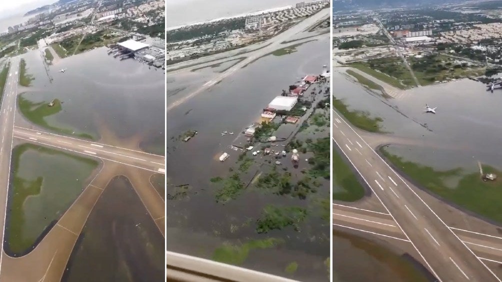 El aeropuerto sigue cerrado por estar bajo el agua.