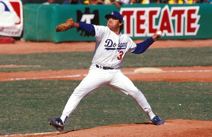 Valenzuela en un juego de los Dodgers