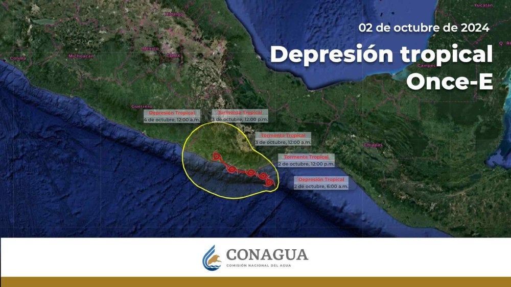 Durante la madrugada de este jueves pegará el Depresión Tropical Once-E.