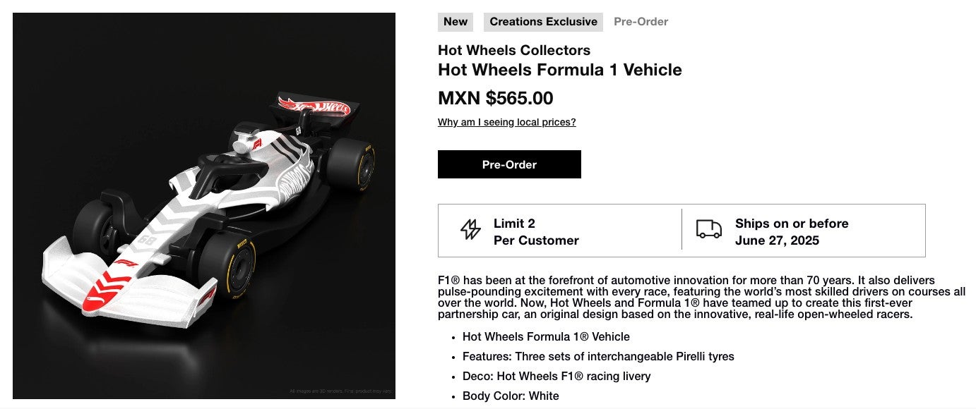 La compra del primer auto de Hot Wheels es en línea