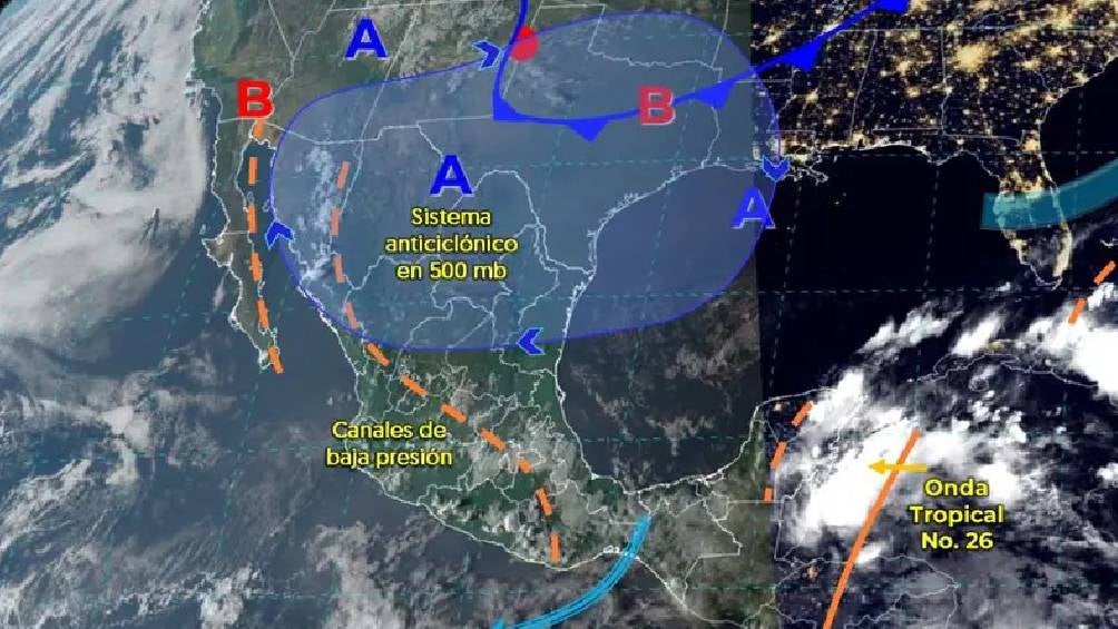 Se espera que la interacción de canales de baja presión en el noroeste, occidente y centro del país, junto con la humedad del Océano Pacífico y el Golfo de México