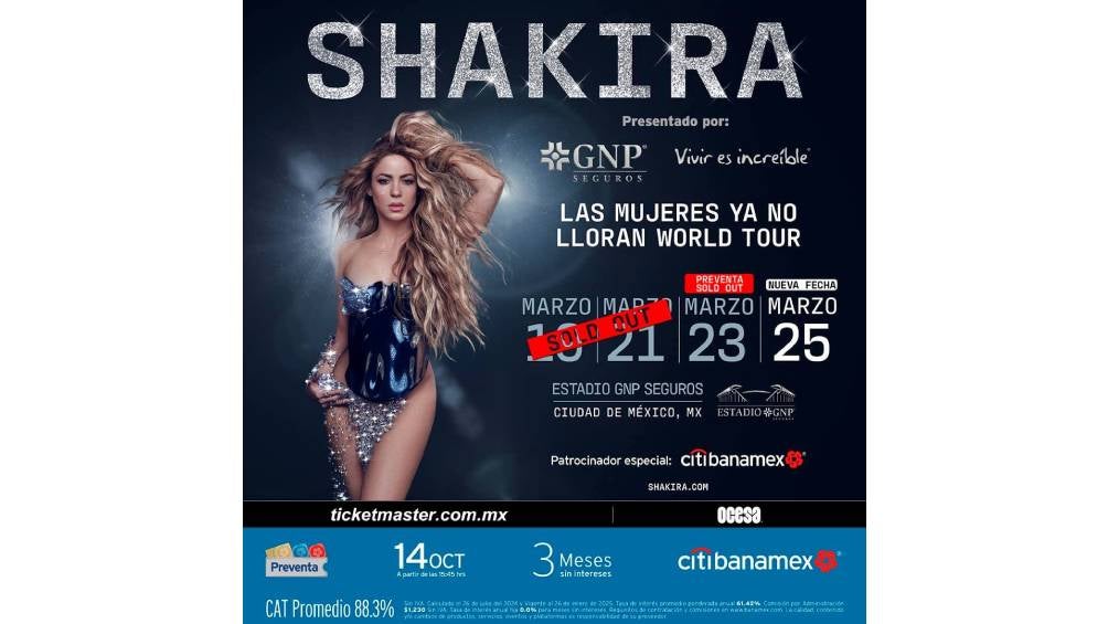 Shakira confirma cuarta fecha para CDMX. 