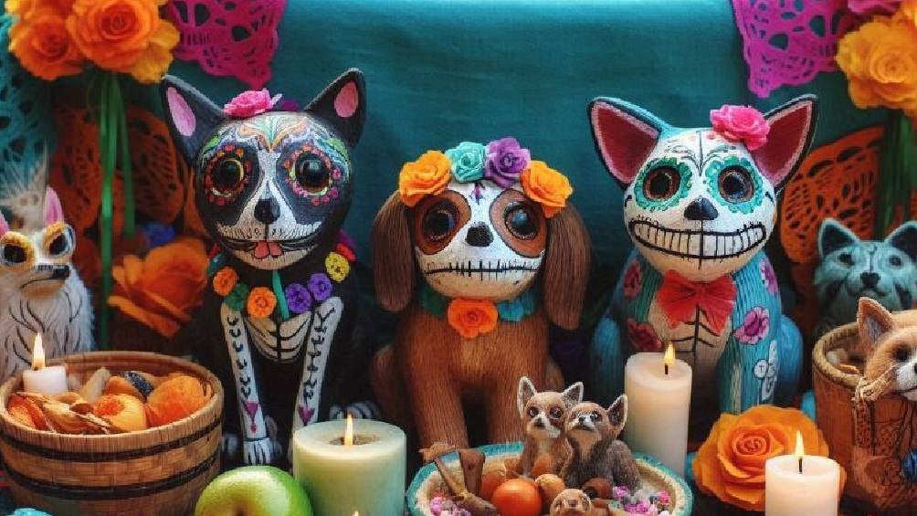 El 27 de octubre se coloca la ofrenda para las mascotas, colocando su comida favorita y juguetes. 