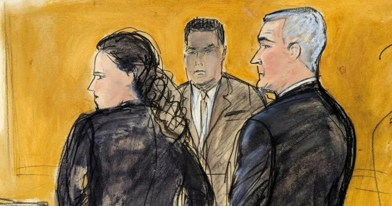 Dibujo del exsecretario de Seguridad Genaro García Luna durante su juicio en Brooklyn, Nueva York.