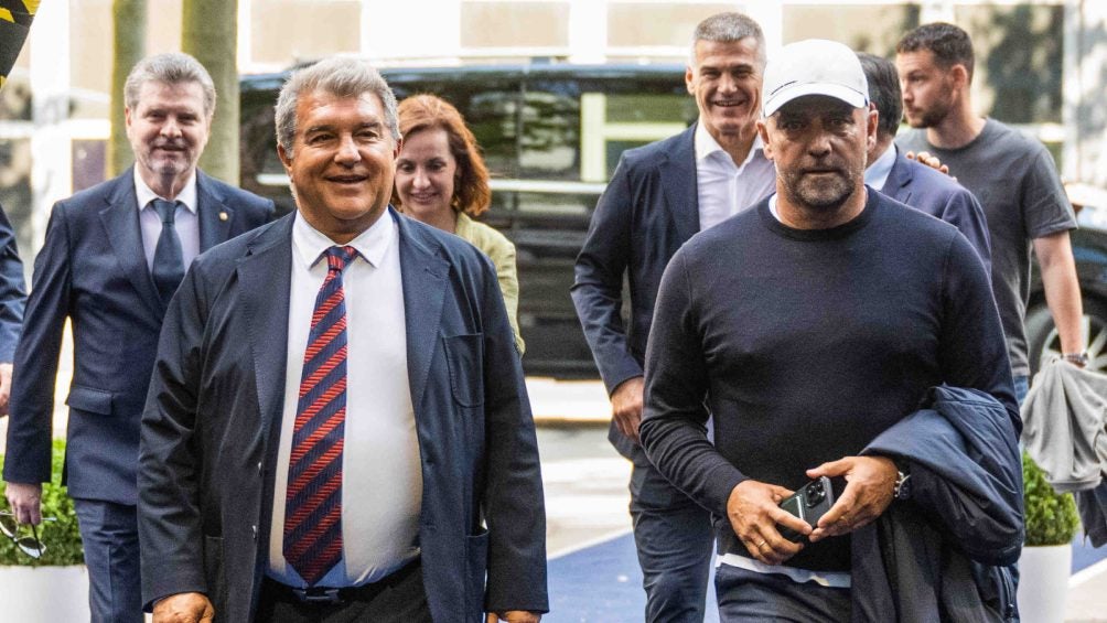 Flick y Laporta previo a partido del Barcelona