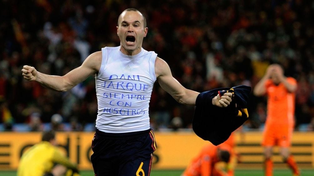 Iniesta festeja anotación en la Final del Mundial en 2010