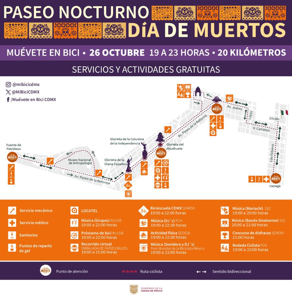 Este es el recorrido y las actividades del Paseo Nocturno.