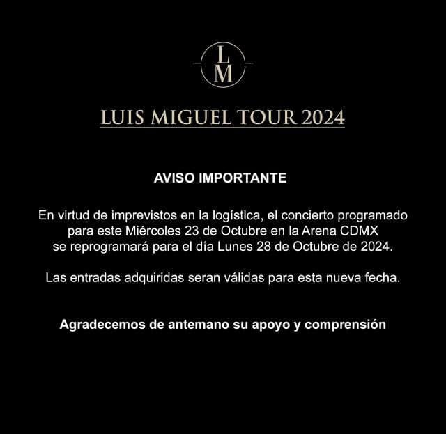 Por problemas de logística el cantante movió un concierto.