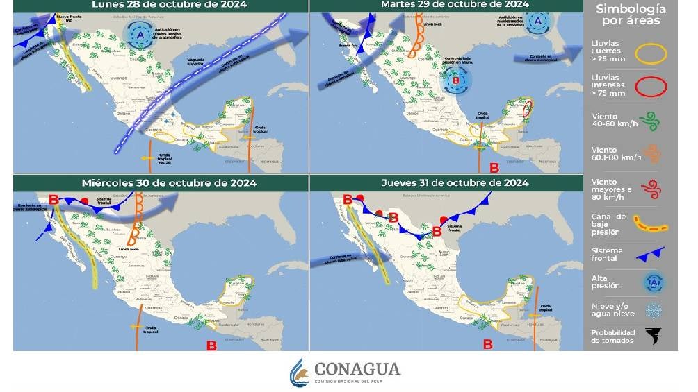 Clima para el lunes 28 de octubre. 