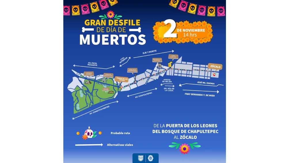 Esta es la ruta que recorrerá el Desfile del Día de Muertos. 