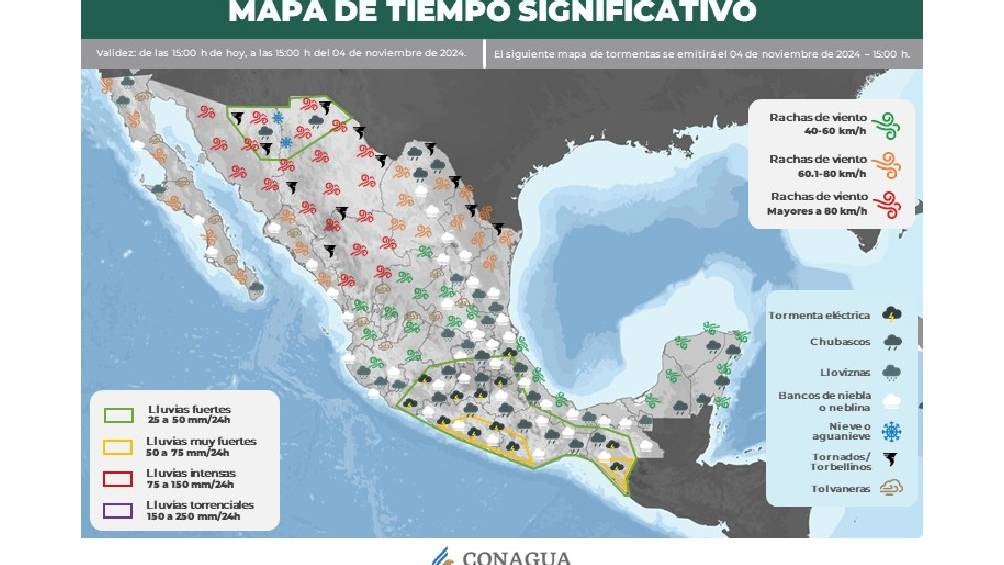 Clima para lunes 4 de octubre 2024. 