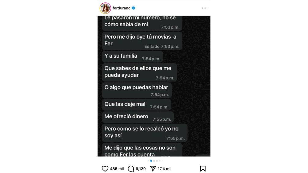 Fer compartió mensajes donde Laizito supuestamente busca arruinar la imagen de la influencer. 