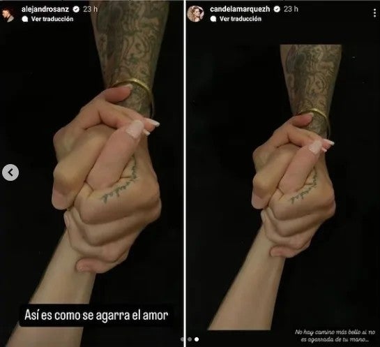 Historias de ambos compartiendo la misma imagen confirmando su relación