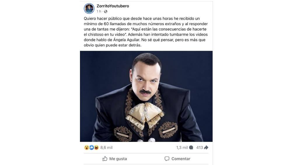 El influencer revela que ha recibido llamadas telefónicas amenazadoras. 