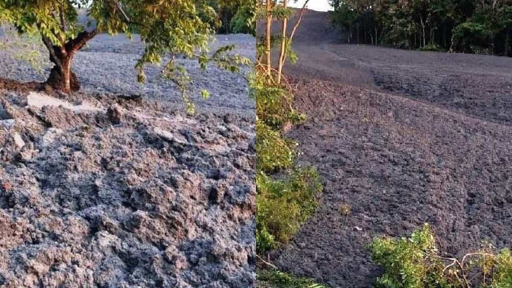 Después de la erupción, así quedaron los caminos en donde cayó la lava. 