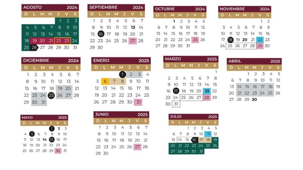 En el calendario oficial de la SEP vienen marcados los días en que no habrá clases. 