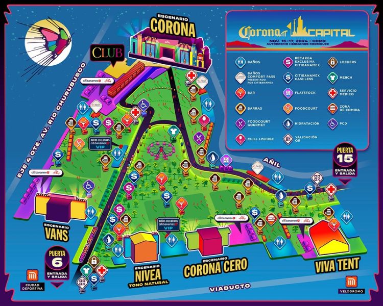 El mapa completo de todo el Corona Capital.