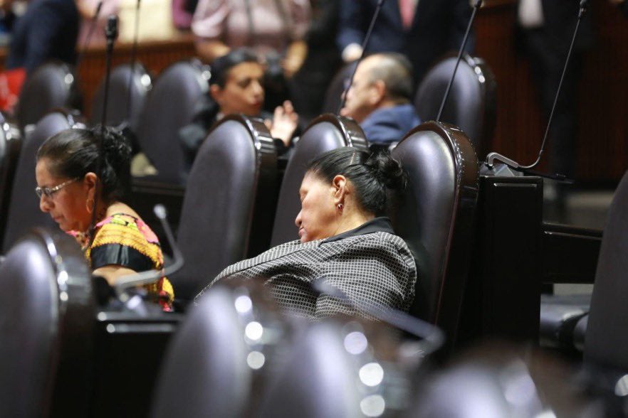 La diputada Herminia López Santiago se aventó una siesta en horas de trabajo.