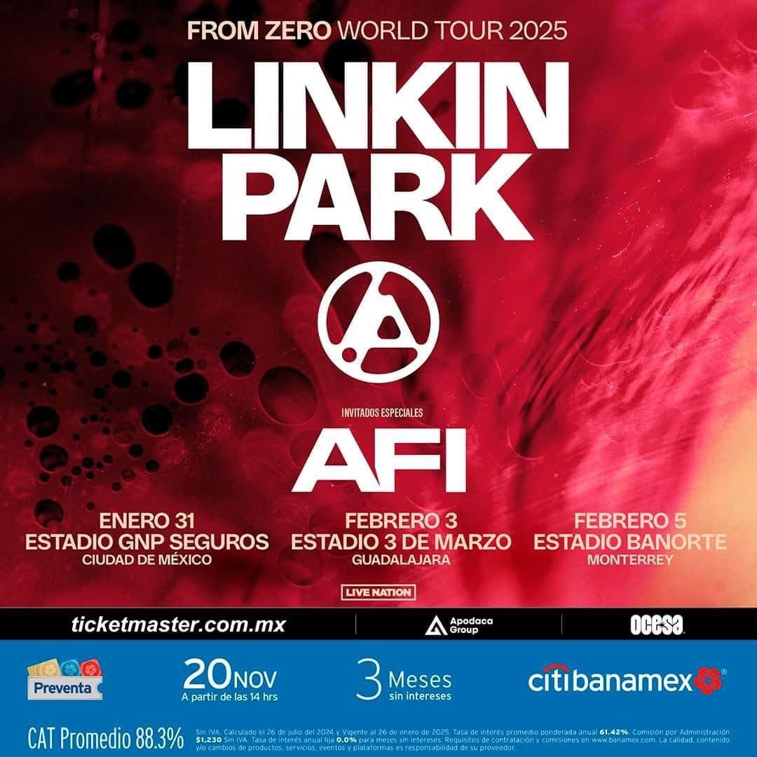 AFI será el encargado de abrir los conciertos de Linkin Park. 