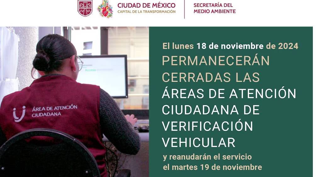 El lunes 18 de noviembre se suspenderá el servicio de verificación. 