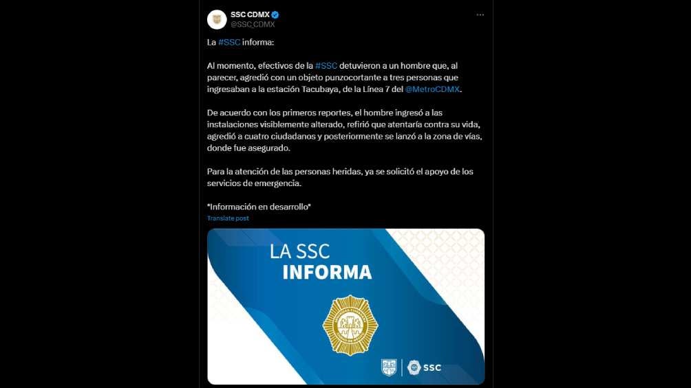 La SSC dio detalles sobre lo sucedido, así como el parte de las víctimas. 