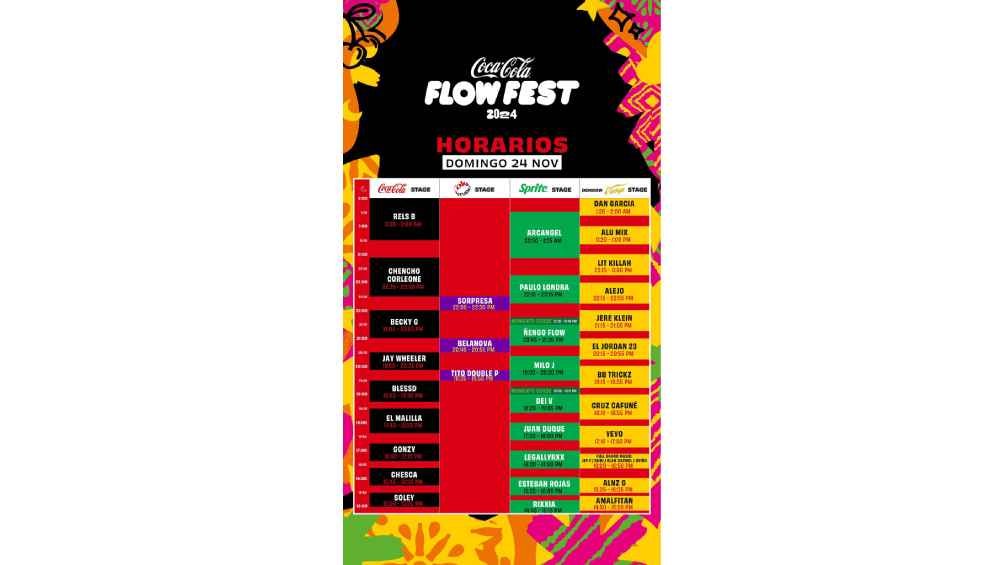 Para el domingo estos son los horarios del festival. 