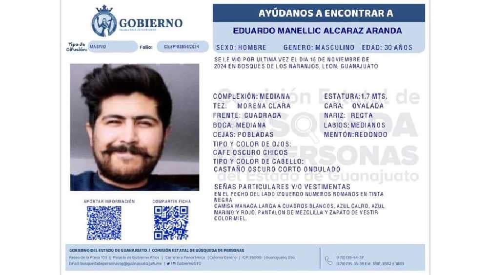 El joven fue visto por última vez el pasado 15 de noviembre. 