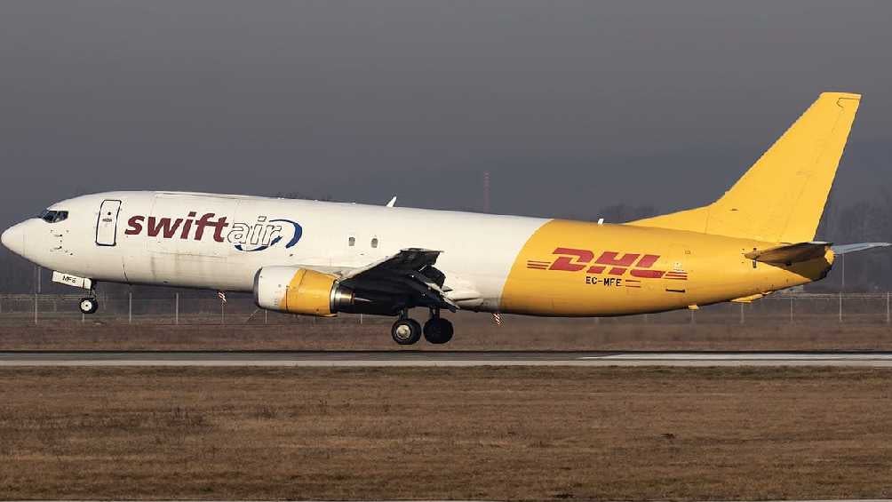 El avión de carga de DHL salió desde Alemania. 