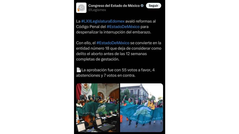 Los legisladores del Estado de México aprobaron una reforma al Código Penal que modifica los artículos 248 y 251, y deroga los artículos 249 y 250.