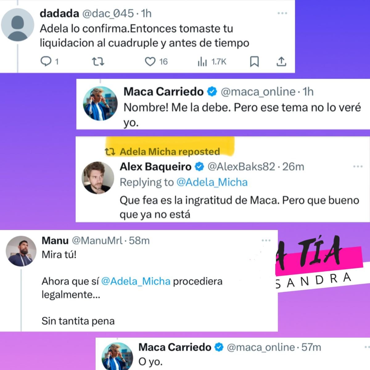 Maca terminó revelando que Adela aún le debe su liquidación.