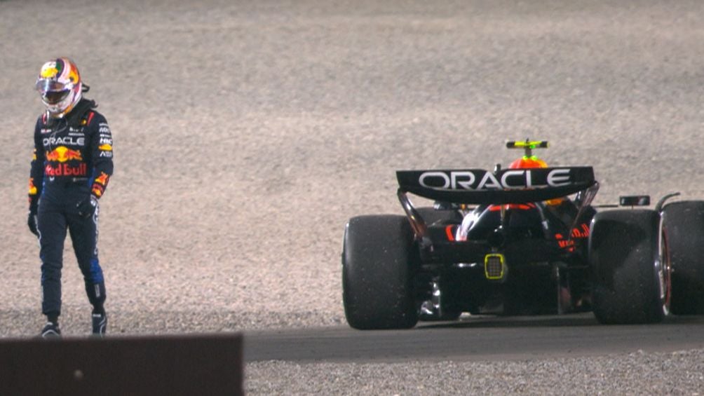 Checo abandonando el GP de Qatar