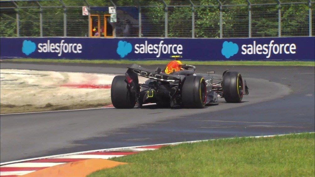 En Canadá, Checo también dañó su auto 