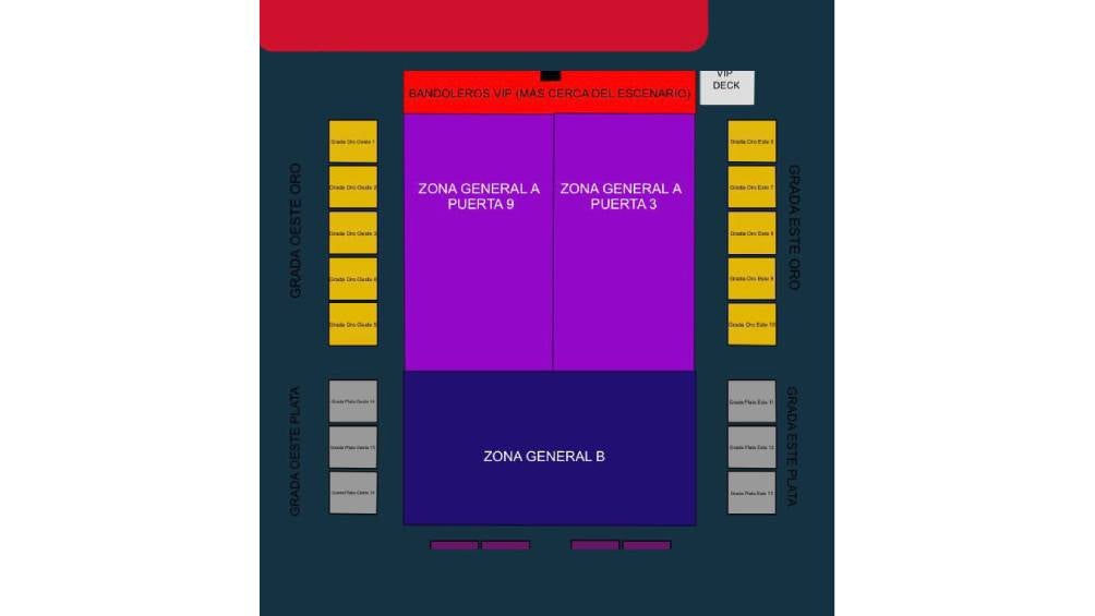 Mapa de las zonas para el concierto de Don Omar. 