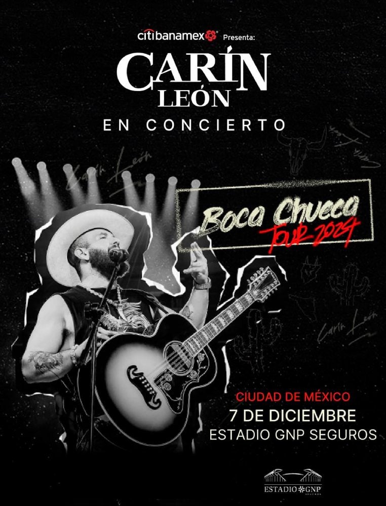 Carín León sigue con la promoción de su disco  ‘Boca Chueca, Vol. 1’.