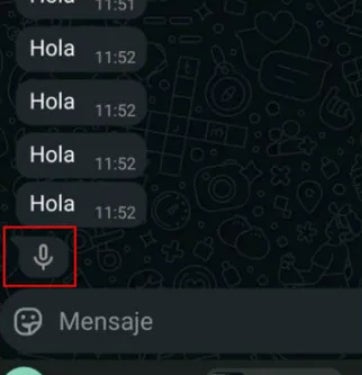 Ahora el micrófono cambia en lugar de las palabras "grabando audio".