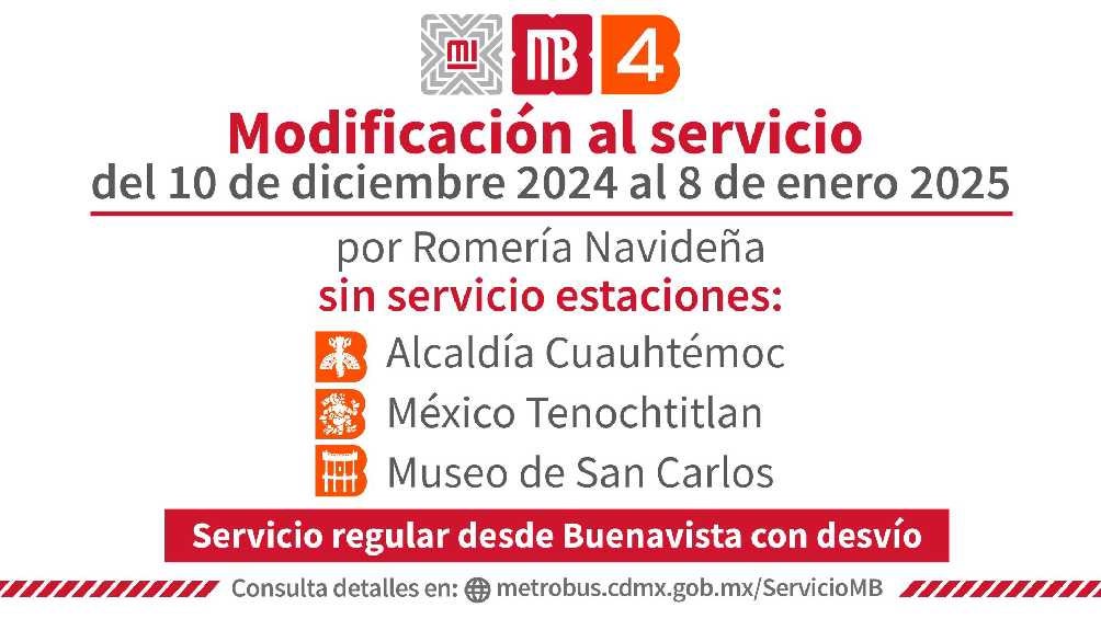 El servicio volverá a ser regular hasta inicios de enero. 