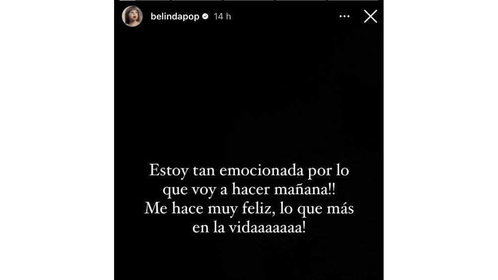 Belinda compartió en sus redes la noticia. 