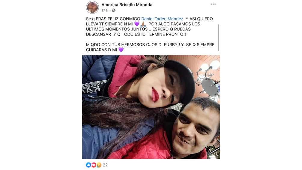 La esposa de Daniel Tadeo busca justicia por su muerte. 