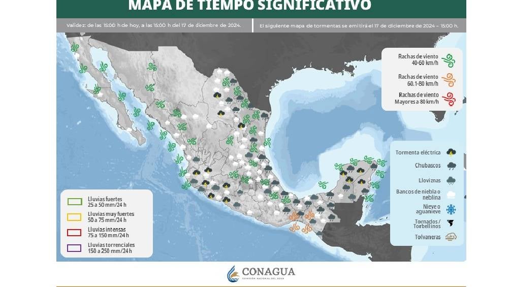 El martes 17 de diciembre, se prevé que el frente frío número 15. 