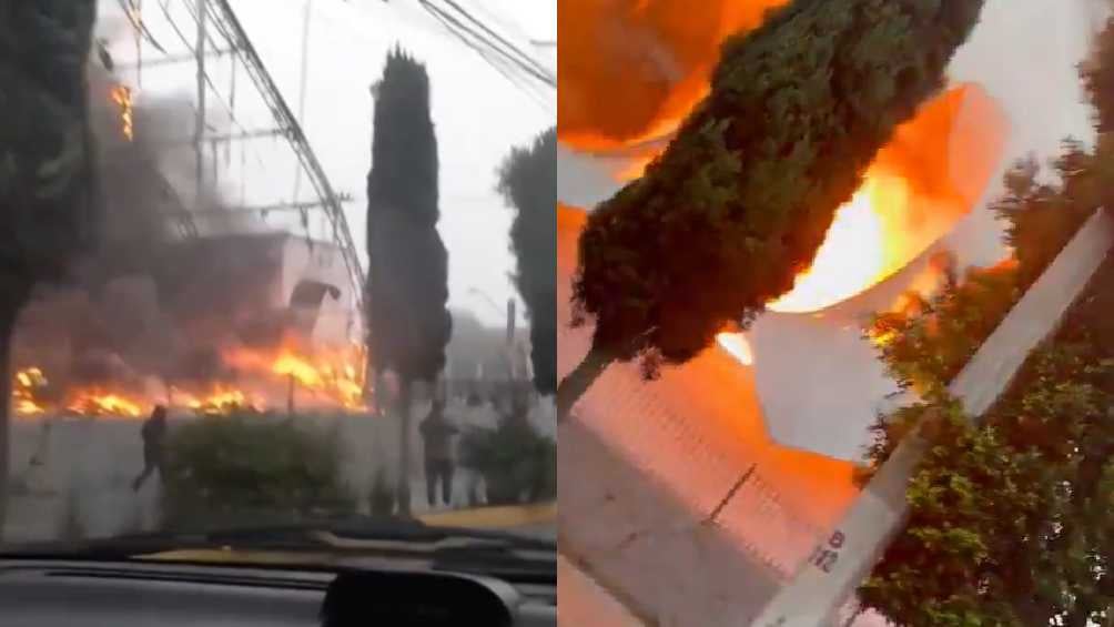 Incendio consume bazar navideño en Teoloyucan, Estado de México